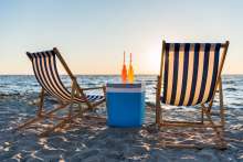 beach cooler and beach chairs