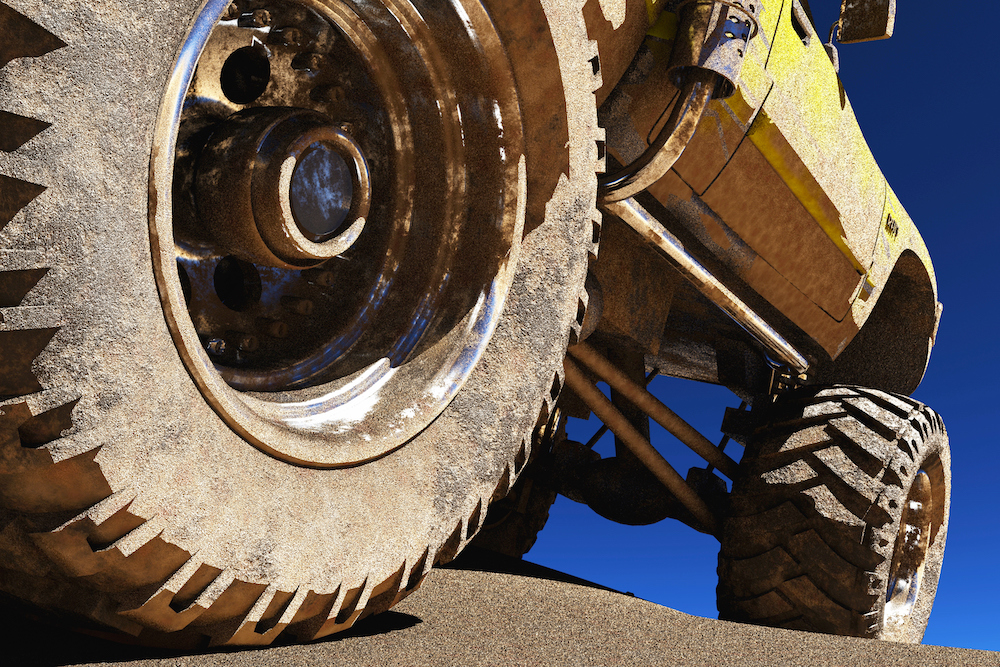 close up of a tire on a monster truck