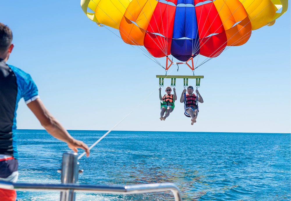 two people parasailing