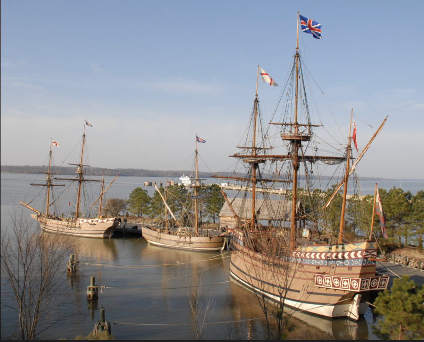 view of frigate and sailboats