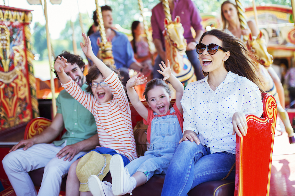 family on a carousel